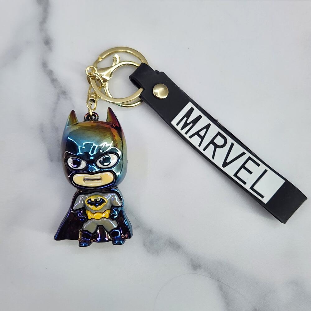*NEW* Marvel Avengers Batman Superhero Figure Keychain & Strap - Metallic Shiny